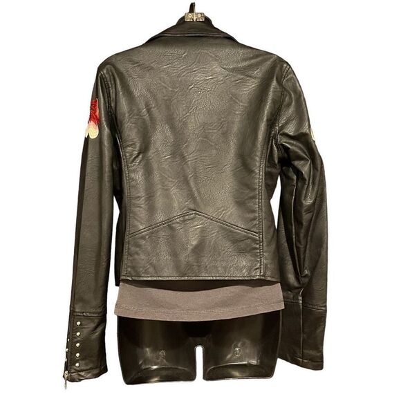 Ci Sono by Cavalini Floral Embroidered Vegan Faux Leather Jacket Women’s Medium - Picture 2 of 8